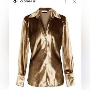 Vince Velvet Silk satin Bias Button Down blouse Medium